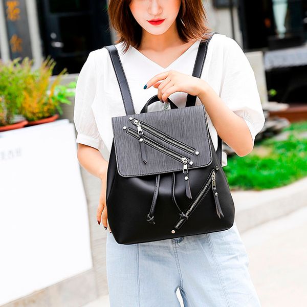 

ocardian fashion womenoxford multifuction bagpack casual simple anti theft with zipper solid color backpack for teenager jul11