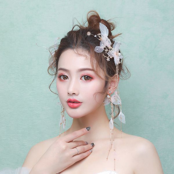 

головной убор фея шпилька ручной работы простого фея свадебный стиль голова цветок супер фея невесты, Golden;white