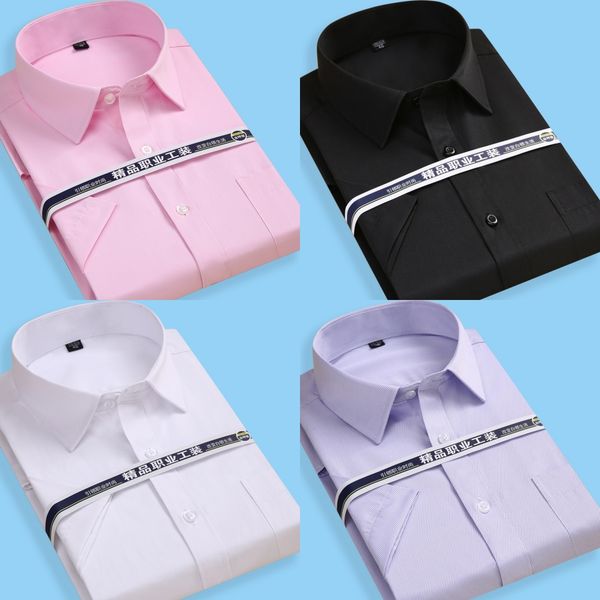

men's wedding apparel groom wear shirts short sleeve plus size formal groom wear business male work office shirts, White