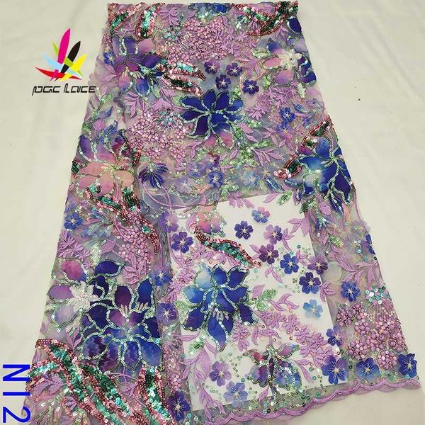 

nigerian sequins lace fabrics french mesh lace african purple pink fabric with sequins for women wedding party dress, Pink;blue