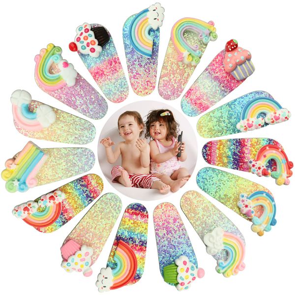 Accessori per capelli per bambini Forcine per bambini Gradiente carino arcobaleno Hairgrips bambini Ragazze Designer Clip 23 colori Barrettes C6837