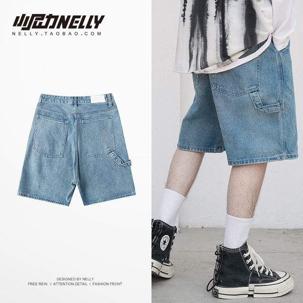 

men's jeans burrs wide-legged languid is lazy easy 5 minutes of pants washed torre in restoring ancient ways men and women, Blue
