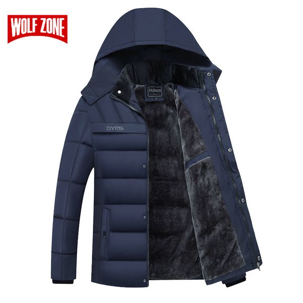 

fashion hooded men clothes 2019 plus velvet thickening windproof mens winter jacket casual new warm man cotton coat, Black