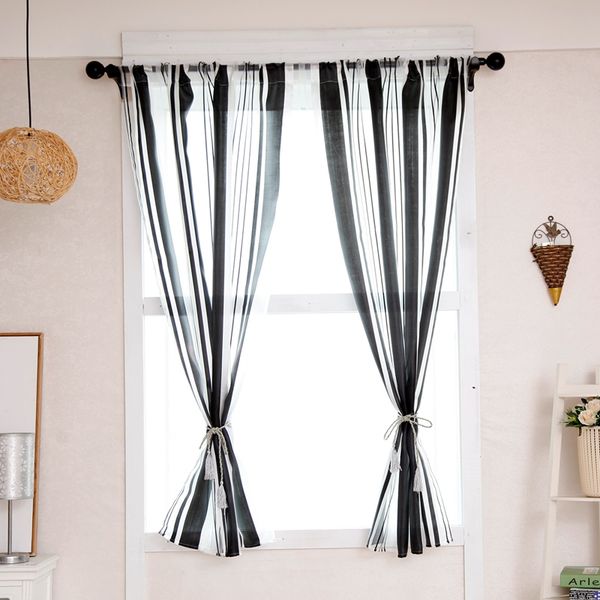 

new-modern style striped curtains transparent tulle bedroom living room curtains