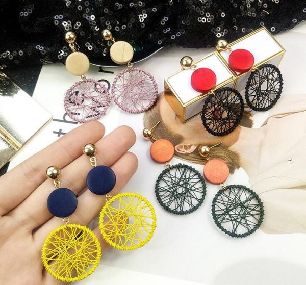 

fashion luxury simple big round earrings women fashion korean style hollow mesh drop earrings statement jewelry gb373, Silver