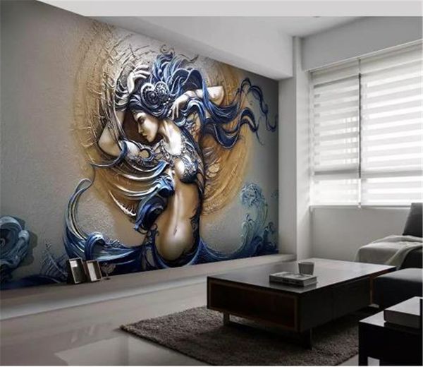 

3d wallpape 3d three-dimensional embossed fashion dynamic beauty indoor porch background wall decoration mural wallpaper