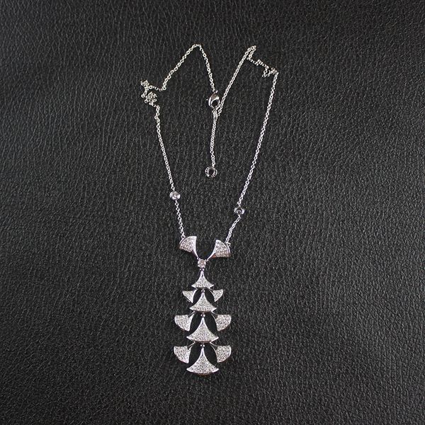 

au750 diamond skirt necklace women female vintage handmade necklaces, Silver