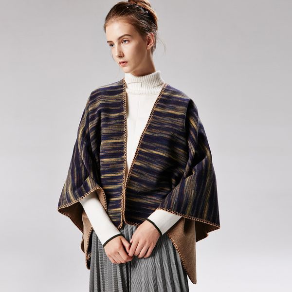 

scarves women thick warm scarf cashmere ponchos for ladies for dress, Blue;gray