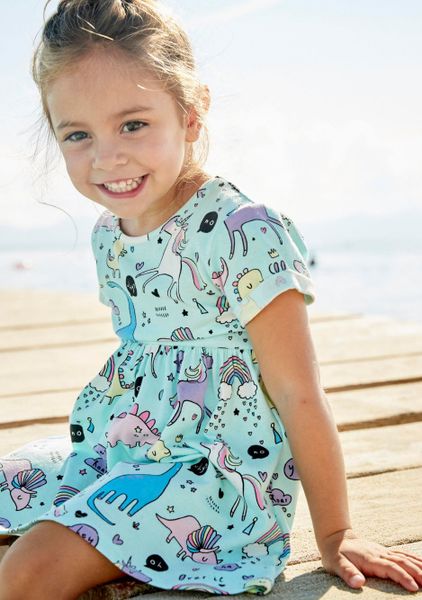 

cute 2019 summer new style unicorn print cotton little girl dresses, Red;yellow