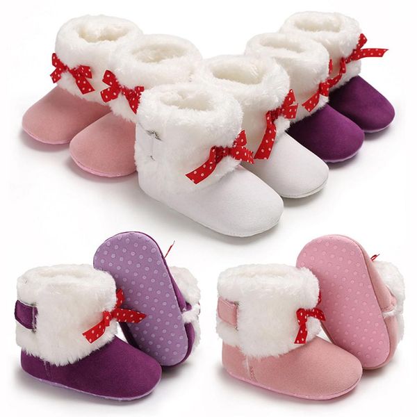 

bowknot warm newborn baby boy girl infant anti-slip prewalker toddler shoes
