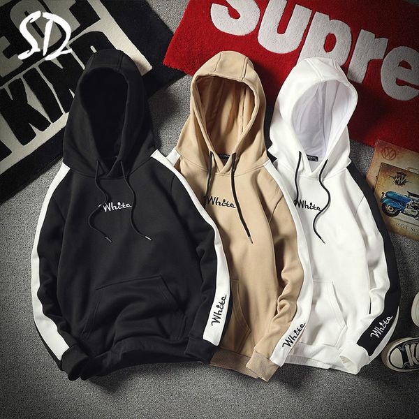 

men's sportswear 2019 hoodies men casual hip hop men white printed thick warm fleece hooded sweatshirt high streetwear m-4xl, Black