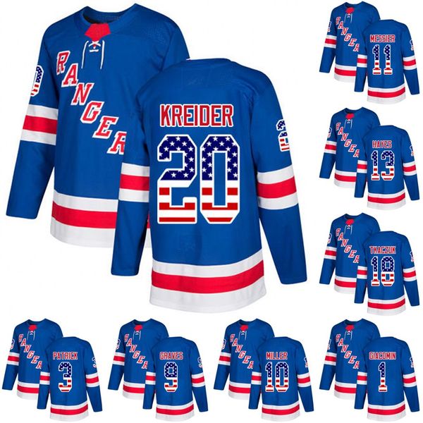 

New York Rangers Leafs USA Flag Jersey 20 Chris Kreider 13 Kevin Hayes 8 Cody McLeod 18 Marc Staal Hockey Jerseys