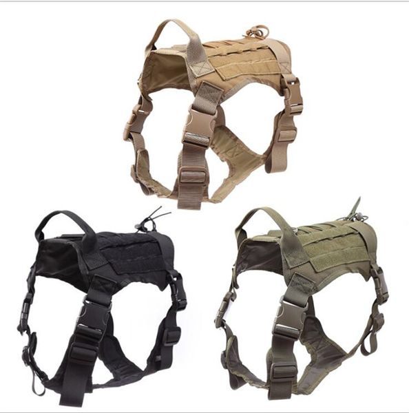 Treinamento tático para cães Camuflagem Colete Militar K9 Arnês resistente à água Destacável Grandes roupas para cães Molle patches Bolsas Roupas para cães