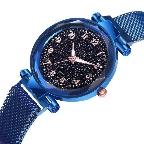 donna guarda bellissimi modelli caldi orologi stellati orologio cielo stellato all'ingrosso orologio luminoso con fibbia magnetica orologio al quarzo orologio da donna in pietra magnetica