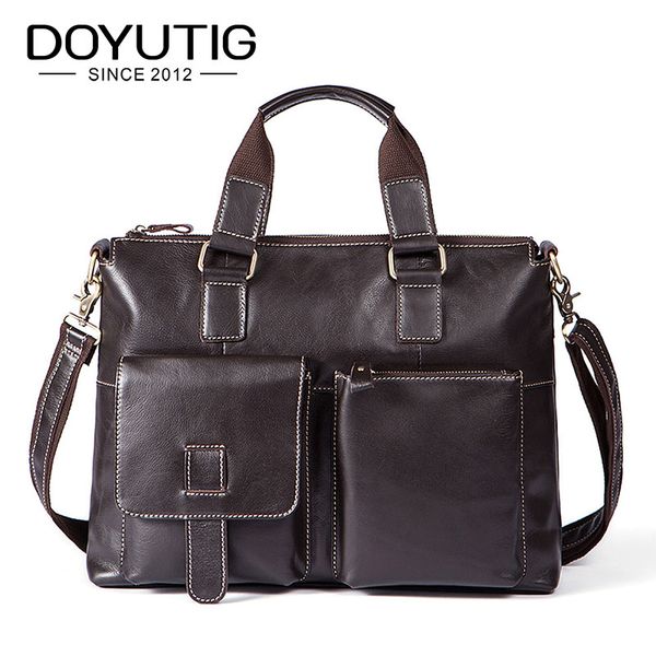 

doyutig men's genuine leather business briefcases lapbag messenger bag men's shoulder cow leather male computer g107