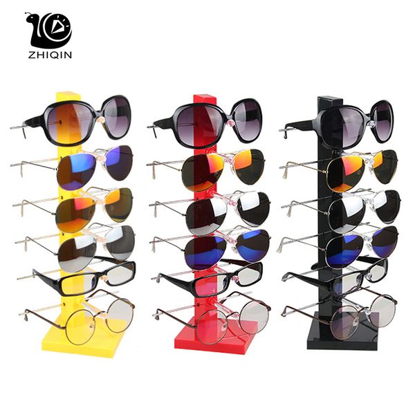 

6 layer plastic glasses display sunglasses display glasses organizer holder jewelry storage stand rack, Pink;blue