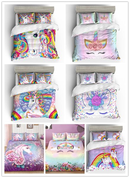 

fashion cute pink unicorn bedding sets for girls with pillowcases single double  king sizes