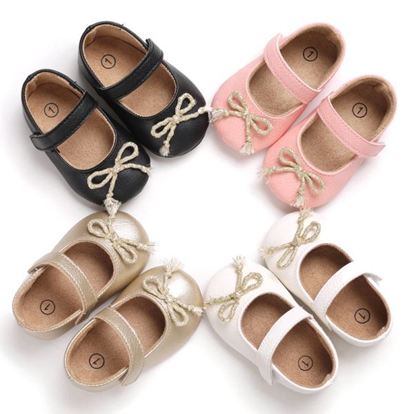

fashion baby girls cute bow pu leather anti-slip casual sneakers toddler soft soled princess walking shoes