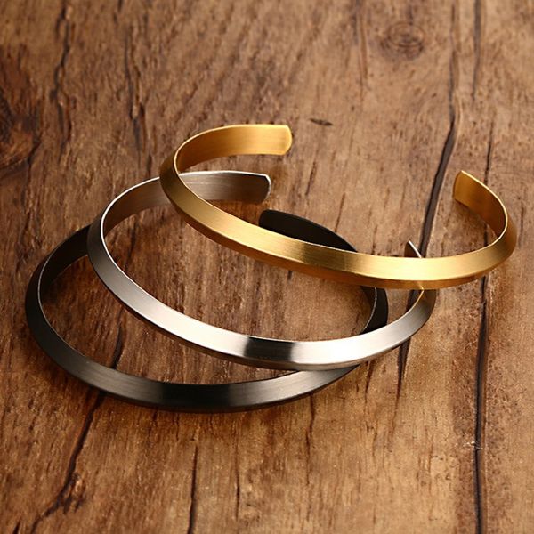 

fate love 6mm trendy simple 316l stainless steel black silver gold color lady women cuff bracelets fashion jewelry, White