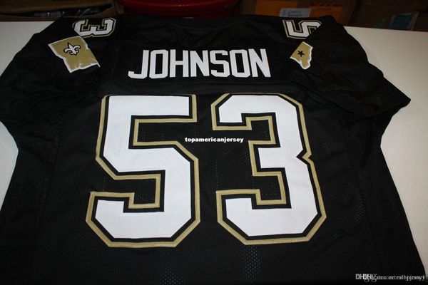 

retro vaughan johnson #53 custom mitchell & ness jersey black stitching men's football jerseys rugby, Black;blue