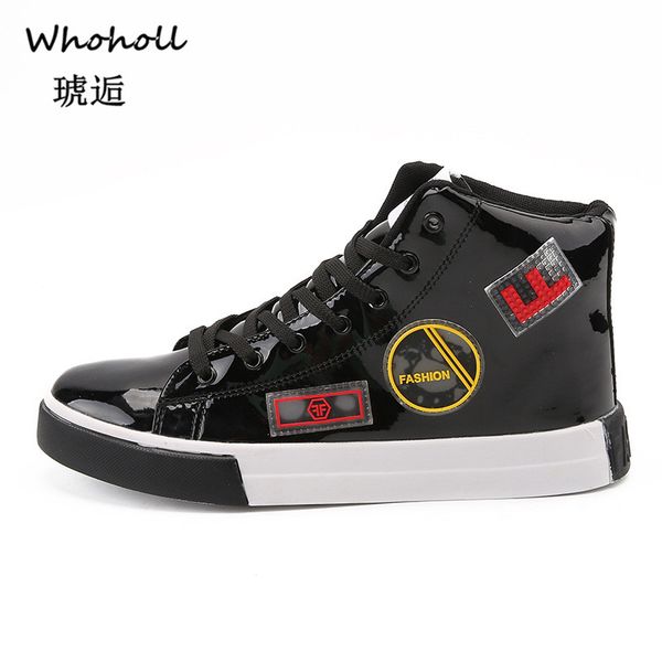 

whoholl 2019 spring new men casual shoes breathable wear resistant shoes comfortable summer white round toe lace up flat, Black