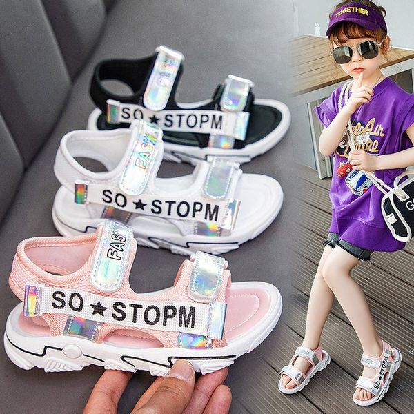 

fashion kids sandals for toddlers girls big children rhinestone shiny with ear soft princess sweet beach shoes cute, Black;red