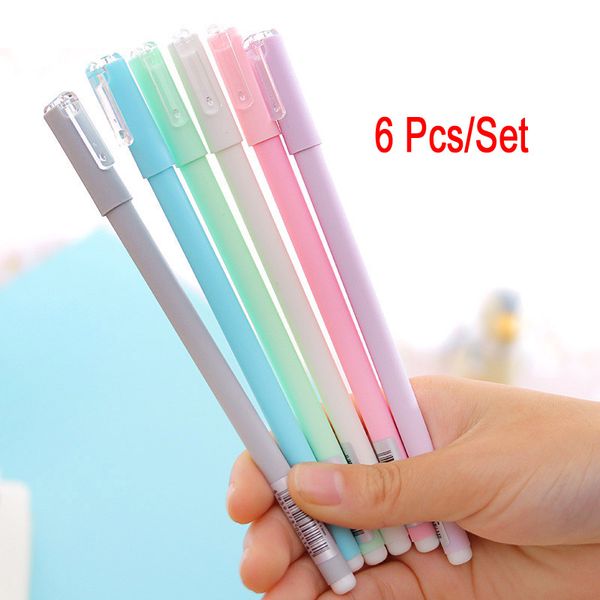 

6pc/lot gel i pen 0.5mm simple frosted gel pen suit student examination stationery office signature blue black red ink