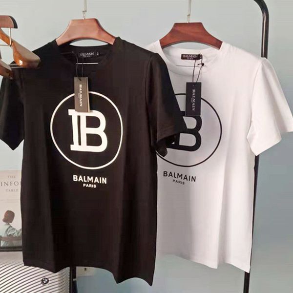 

20SS Balmain Мужские футболки Мода Черный Белый футболки Письмо печати с коротким рукавом Тис Размер S-XXL