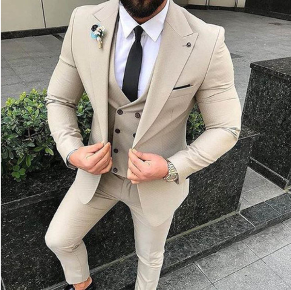 

3 piece slim fit men suits peaked lapel tailor made wedding groom tuxedos jacket double breasted vest coat pants new fashion, White;black