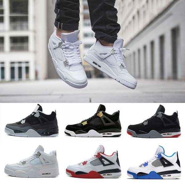 

4 4s mens basketball shoes pure money royalty white cement fire red black cat bred motosports blue alternate 89 sports sneaker