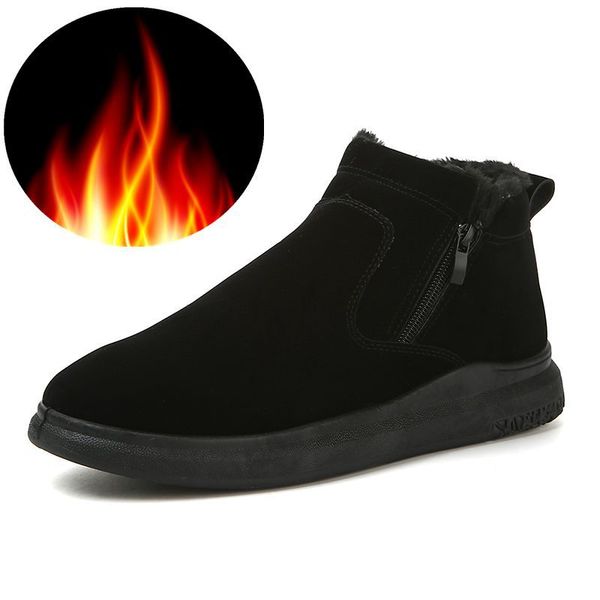 

autumn and winter new fashion men casual shoes lightweight high-warm short boots plus velvet cotton shoes snow boots e22-15, Black