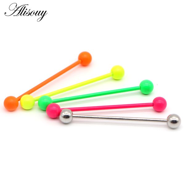 

1pc 1.6*38mm long stainless steel industrial piercing ear cartilage plug tunnel jewelry earring straight ear barbell jewelry, Slivery;golden