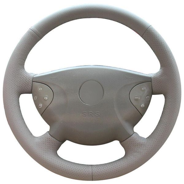 

custom made diy anti slip beige leather car steering wheel cover for benz w210 e240 e63 e320 e280 2002