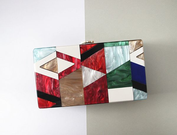 

clutch geometric clutches brand handbag luxury bags bag lattice patchwork messenger party evening designer bags acrylic women woman cas rffg, Red;black