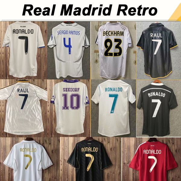 

1997-2000 real madrid seedorf raul mens retro soccer jerseys 2001-2007 zidane beckham 2011-2018 ronaldo kaka' sergio ramos football shi, Black;yellow