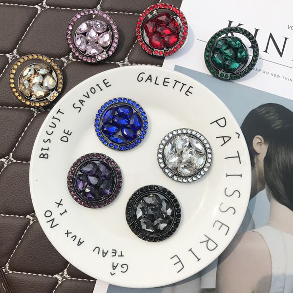 

2019 new arrvial rhinestone ring buckle lazy mobile phone mounts tide fashion female creative metal desksupport frame with 8 colors