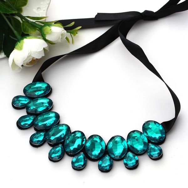 

fashion short oval statement necklace and pendant ribbon chain resin woman choker necklace gift, Golden;silver