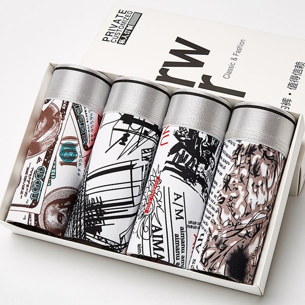 

l46mf boxed men's boxer underwear youth colorful stretch four-piece underpants and shorts leggings leggings ice silk modal shorts four, Black;white