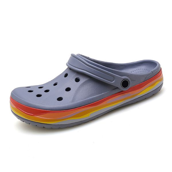 

men sandals summer casual crocse shoes 2020 new men beach slippers breathable hole flats light male massage slippers sandals, Black