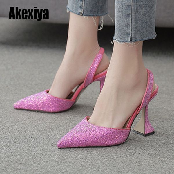 

summer women pumps black high heels shoes fashion pointed toe wedding party leisure sequins high heels s366