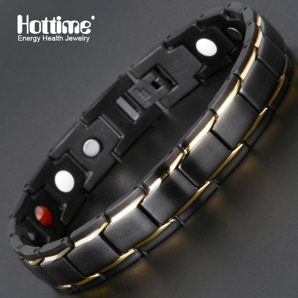 

ime new fashion therapeutic energy healing bracelet stainless steel magnetic therapy bracelet 5 colors, Golden;silver