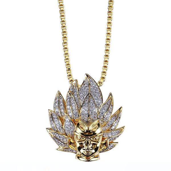 

аниме супер saiyan гоку ожерелье прохладный hip hop bling bling ice out ювелирные изделия для мужчин подарка бесплатная доставка, Silver