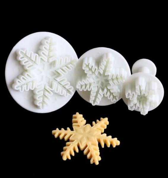 

3pcs snowflake design fondant molds cookie biscuits cutters Sugar craft DIY moulds embossers cake Decorating tools