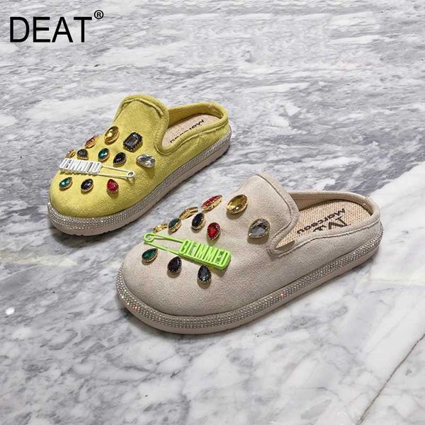 

deat] 2020 new spring summer pumps toe matte leather crystal color rhinestones platform slippers women shoes fashion 10h364, Black