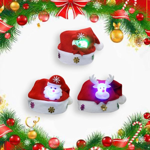 

1pc kids and led christmas hat santa claus reindeer snowman xmas gifts cap new fashion chrismas hats