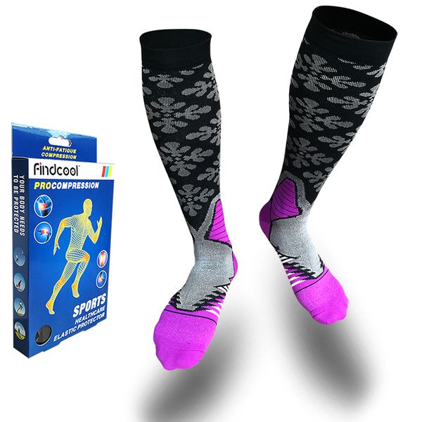 

findcool compression socks men & women graduated athletic fit running, nurses, shin splints, flight travel & maternity, Black