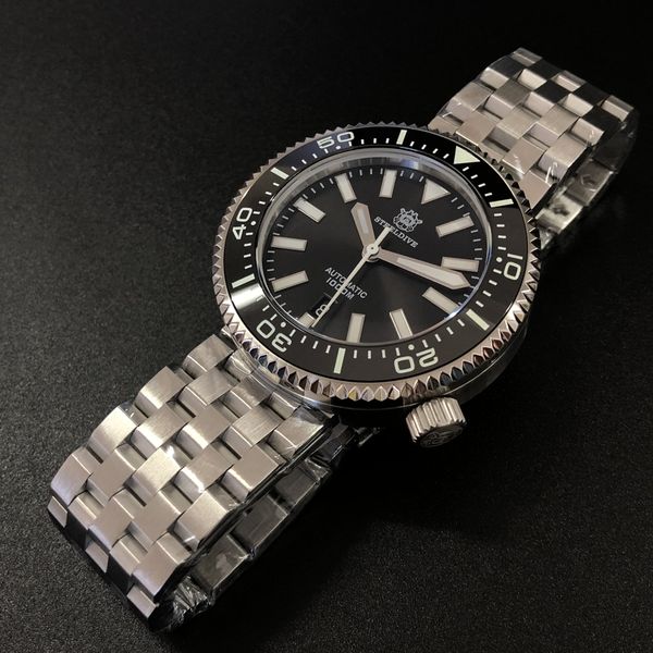 

steeldive 1976 хоккей 1000m diver часы из нержавеющей стали автоматическая нырять часы мужчины nh35 керамический ободок механические часы му, Slivery;brown