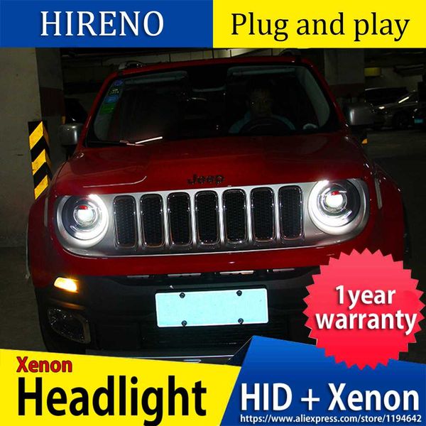 

car headlight for renegade 2015-2018 headlights led drl running lights bi-xenon beam angel eyes auto head lamp