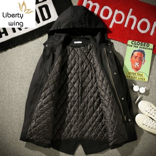 

new cotton man autumn thick warm winter men coat casual male jacket high street zipper outerwear black mens windbreakers, Black;brown