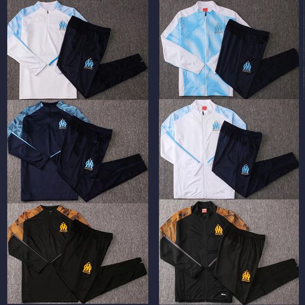 

2019 olympique de marseille tracksuit soccer jacket maillot de foot 19 20 payet l.gustavo thauvin om football jacket training suit, Black